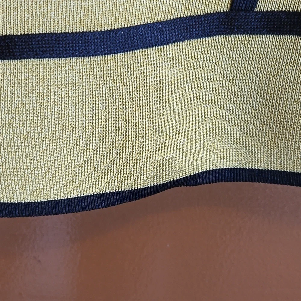 Misook-Knit chartreuse sweater with black trim Size M.